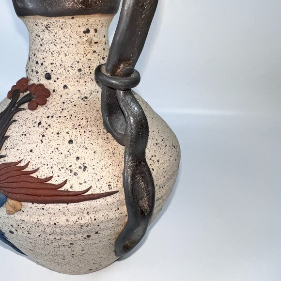 Studio Stoneware Art Pottery Pitcher Applied Design Collectible Marked Israel - Picture 7 of 12